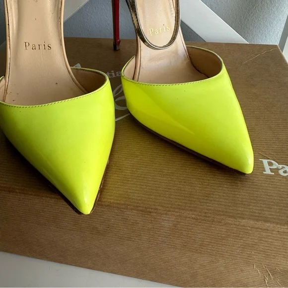 Christian Louboutin Rivierina 100 Patent Specchio Pointed Toe Ankle Straps Heels - Picture 6 of 12